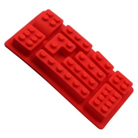 Forma din silicon pentru ciocolata de casa, gheata, prajituri, model cuburi LEGO, rosu OEM - 1