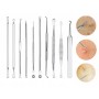 Set de 10 pensete pentru extractie puncte negre, comedoane, acnee, ustensile cosmetice din otel OEM - 1