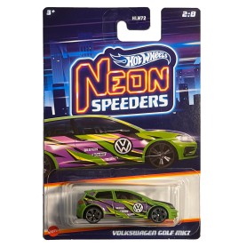 Masinuta metalica Hot Wheels, Neon Speeders Volkswagen Golf MK7, 1:64, Verde Hot Wheels - 2