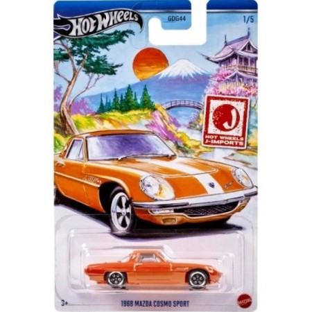 Hot Wheels autó, 1968 Mazda Cosmo Sport, J-IMPORTS 2024 Collection, 1:64, narancs