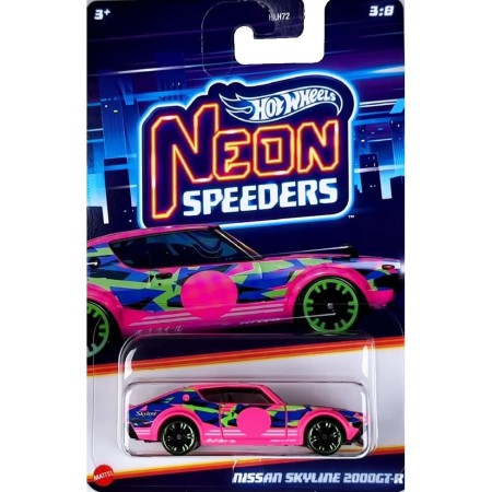 Hot Wheels autó, Neon Speeders Nissan Skyline 2000GT-R, 1:64, rózsaszín