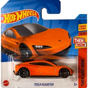 Masinuta metalica Hot Wheels, Tesla Roadster, 1:64, Portocaliu