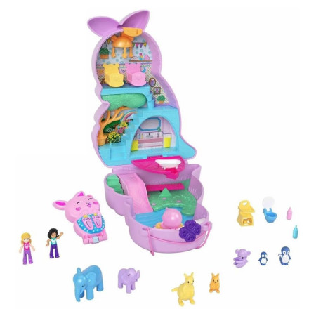 Set de joaca Polly Pocket - Geanta cangur, Violet, 13 piese