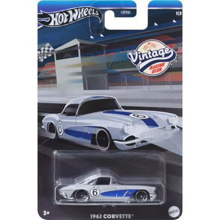 Masinuta metalica Hot Wheels, 1962 Corvette, Colectia Vintage Racing Club, 1:64, gri