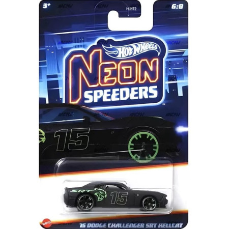 Hot Wheels autó, Neon Speeders '15 Dodge Challenger, 1:64, fekete