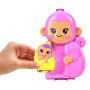 Set de joaca Polly Pocket, Momma Monkey & Baby, cu 2 papusi, in forma de maimuta