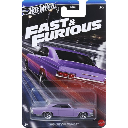 Masinuta metalica Hot Wheels, Fast & Furious, 1966 Chevy Impala, 1:64, mov