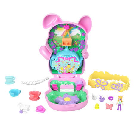 Set de joaca Polly Pocket, Tea Party Bunny, in forma de iepuras